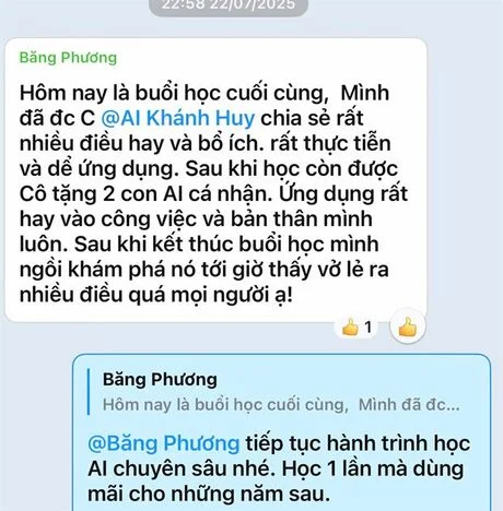Cảm nhận học viên Băng Phương buổi học cuối