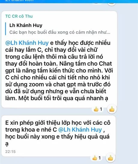 Cảm nhận của cô Thu, giảng viên